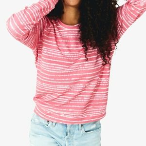 Girls pink white striped top